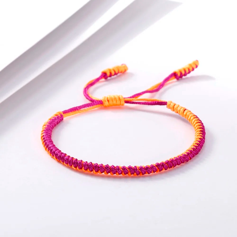 Handmade Tibetan Buddhist Braided Bracelet & Bangle Adjustable Knot Lucky Original Nylon Rope Mixed Color Women Men Bracelets