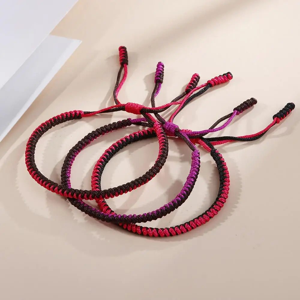 Handmade Tibetan Buddhist Braided Bracelet & Bangle Adjustable Knot Lucky Original Nylon Rope Mixed Color Women Men Bracelets