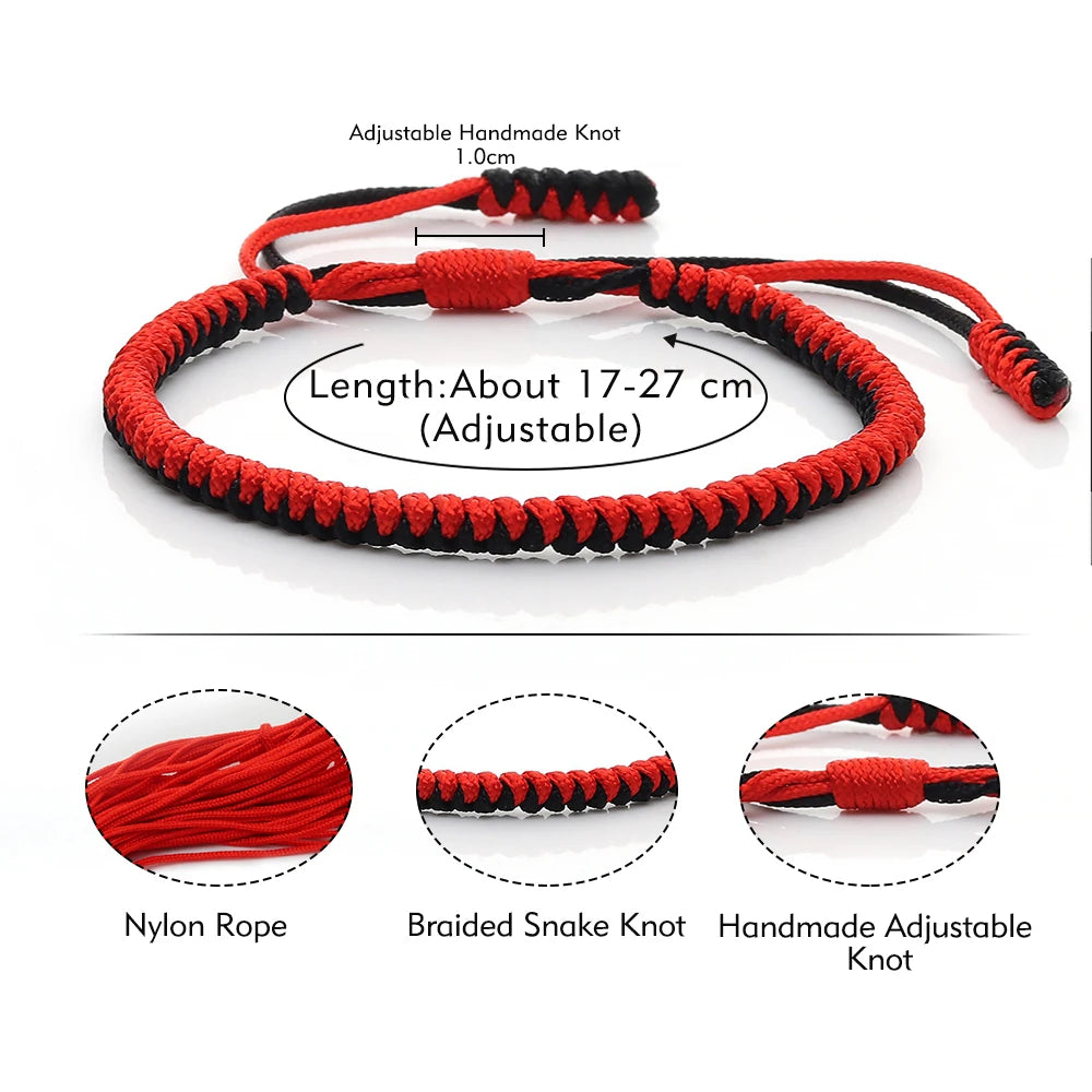 Handmade Tibetan Buddhist Braided Bracelet & Bangle Adjustable Knot Lucky Original Nylon Rope Mixed Color Women Men Bracelets