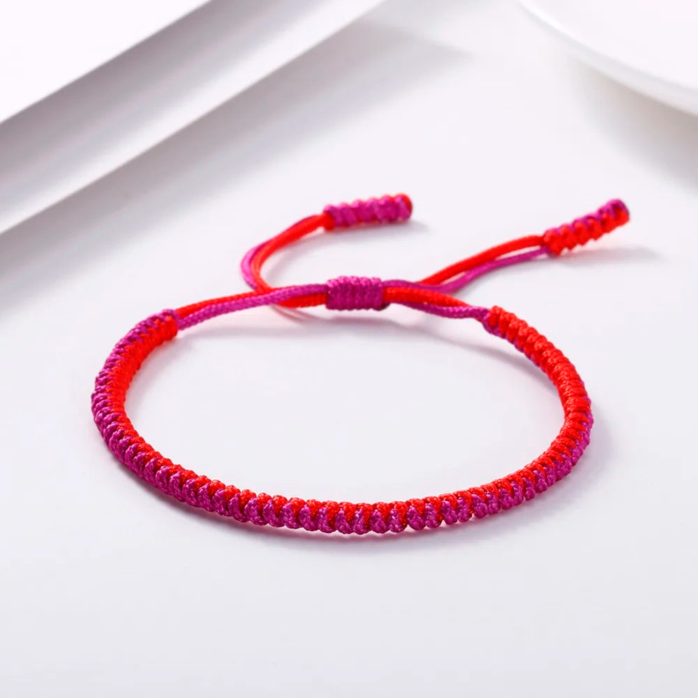 Handmade Tibetan Buddhist Braided Bracelet & Bangle Adjustable Knot Lucky Original Nylon Rope Mixed Color Women Men Bracelets