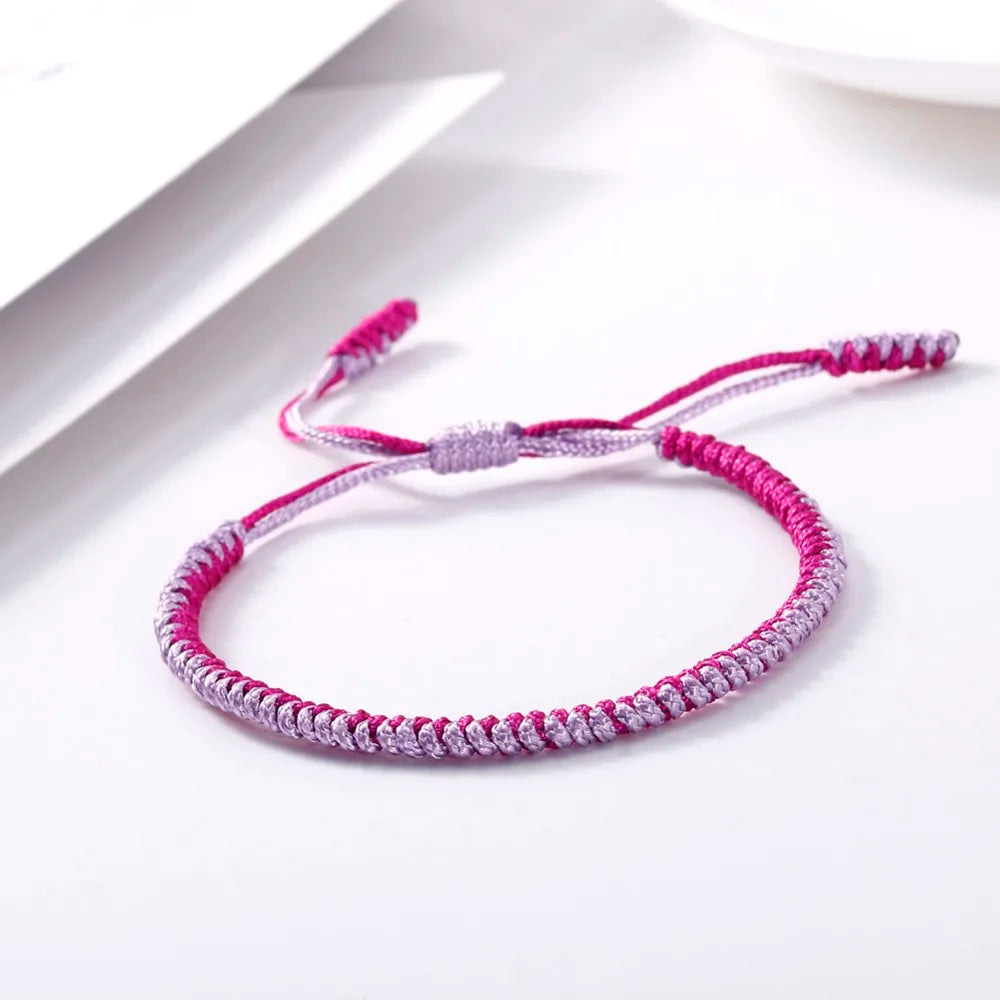 Handmade Tibetan Buddhist Braided Bracelet & Bangle Adjustable Knot Lucky Original Nylon Rope Mixed Color Women Men Bracelets