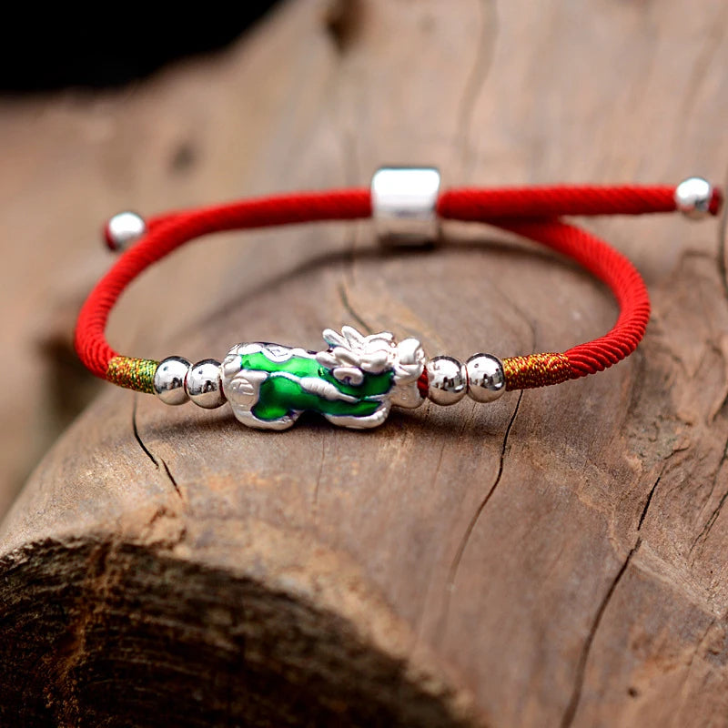 Temperature Color Changing Pixiu Bracelet - Handwoven Rope