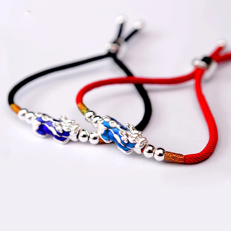 Temperature Color Changing Pixiu Bracelet - Handwoven Rope