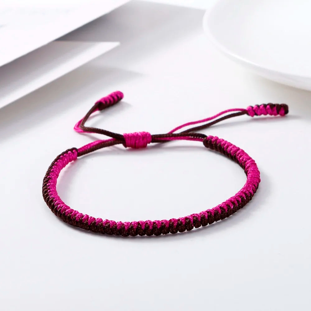 Handmade Tibetan Buddhist Braided Bracelet & Bangle Adjustable Knot Lucky Original Nylon Rope Mixed Color Women Men Bracelets