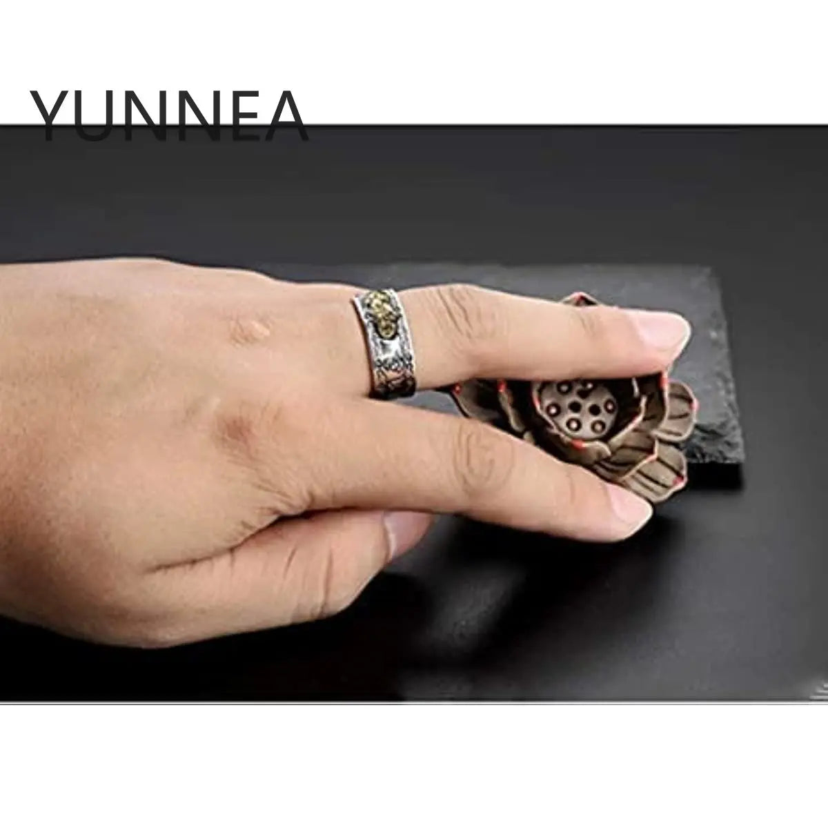 FENG Shui PIXIU MANI Mantra Protection Wealth Ring for Unisex(2PCS: Gold+Silver)