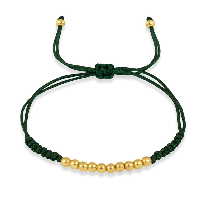Ten Ball Gold-plated Brass Tibetan Buddhist Lucky Knot Macrame Bracelet Women 2024 New Fashion Red Black String Jewelry Present