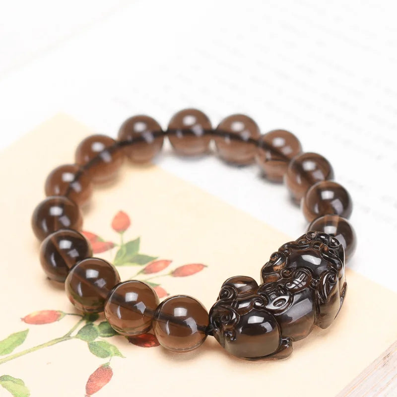 Obsidian Pixiu Bracelets Men Women Fine Jewelry Genuine Black Obsidian Crystal Fengshui Pi Xiu Money Wealth Protection Bracelets