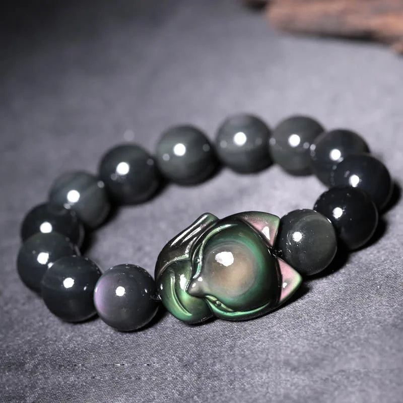 Obsidian Pixiu Bracelets Men Women Fine Jewelry Genuine Black Obsidian Crystal Fengshui Pi Xiu Money Wealth Protection Bracelets