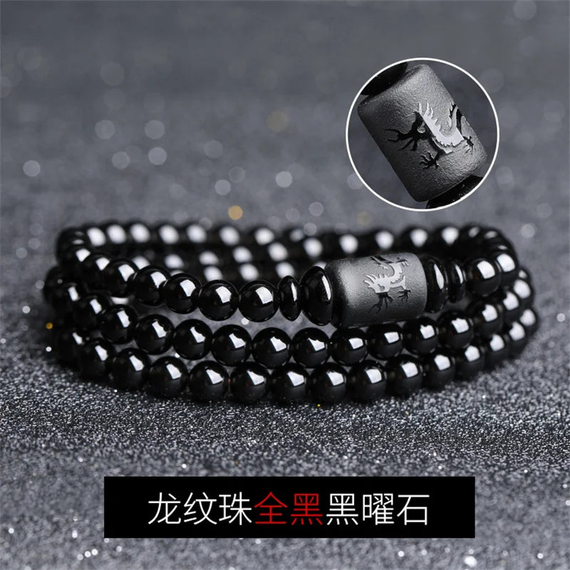 Obsidian Pixiu Bracelets Men Women Fine Jewelry Genuine Black Obsidian Crystal Fengshui Pi Xiu Money Wealth Protection Bracelets
