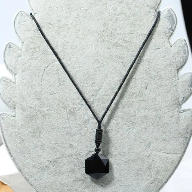 Obsidian Hexagram Pendant Stone For Protection Natural Black Pendant Necklaces Hexagram Amulet Talisman Jewelry For Men Women