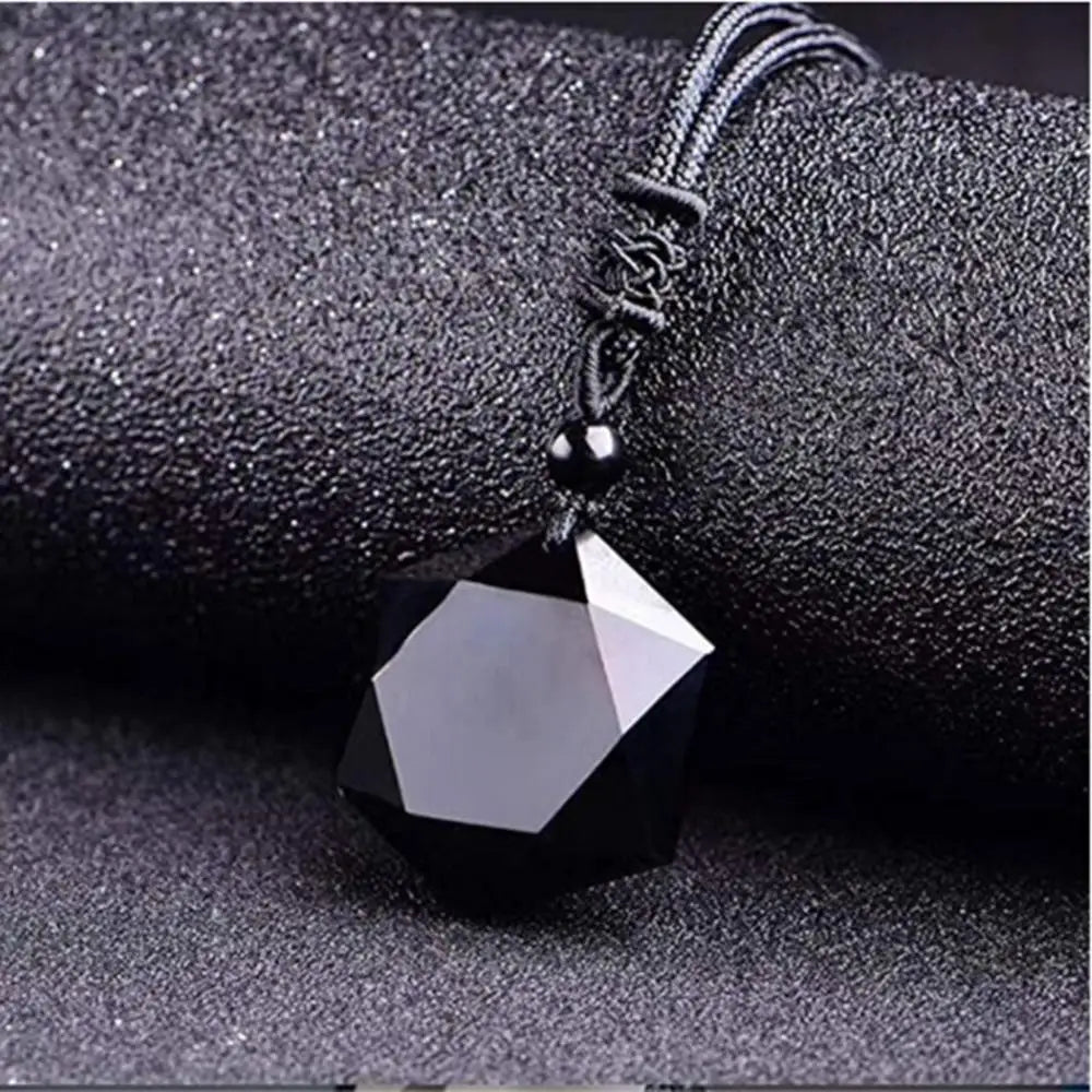 Obsidian Hexagram Pendant Stone For Protection Natural Black Pendant Necklaces Hexagram Amulet Talisman Jewelry For Men Women