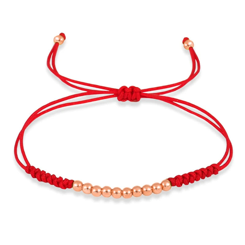 Ten Ball Gold-plated Brass Tibetan Buddhist Lucky Knot Macrame Bracelet Women 2024 New Fashion Red Black String Jewelry Present