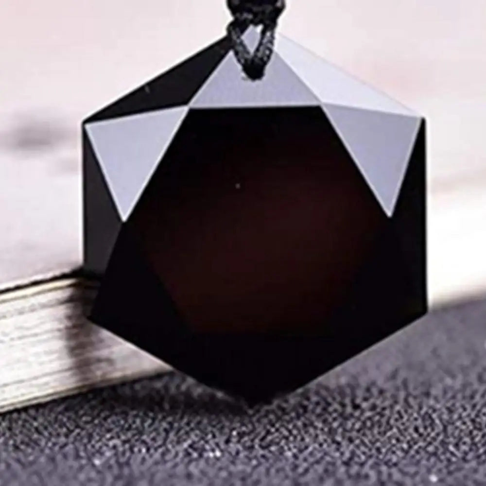 Obsidian Hexagram Pendant Stone For Protection Natural Black Pendant Necklaces Hexagram Amulet Talisman Jewelry For Men Women