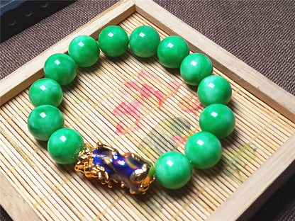 Green Jade Pixiu Bracelet - Abundance & Protection