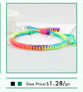 Handmade Tibetan Buddhist Braided Bracelet & Bangle Adjustable Knot Lucky Original Nylon Rope Mixed Color Women Men Bracelets