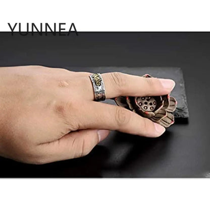 FENG Shui PIXIU MANI Mantra Protection Wealth Ring for Unisex(2PCS: Gold+Silver)