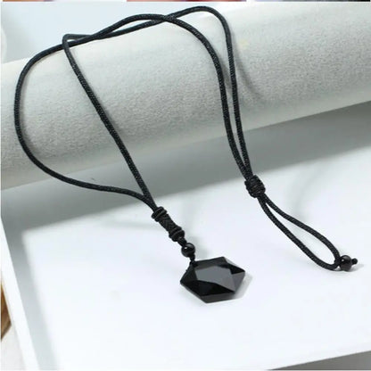 Obsidian Hexagram Pendant Stone For Protection Natural Black Pendant Necklaces Hexagram Amulet Talisman Jewelry For Men Women