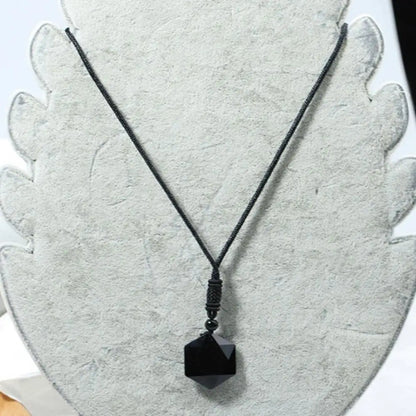 Obsidian Hexagram Pendant Stone For Protection Natural Black Pendant Necklaces Hexagram Amulet Talisman Jewelry For Men Women
