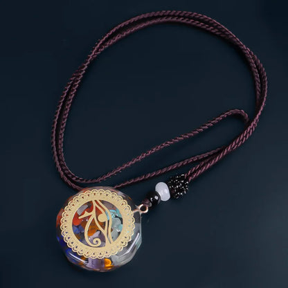 7 Chakra Orgone Necklace Orgonite Energy Generator Chip Stone Pendant Reiki Balancing Necklace Protection Eye of Horus OM Lucky