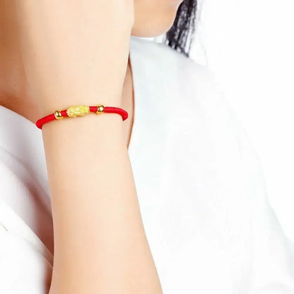 Double Pixiu Ingot & Lucky Red Rope Bracelet – Harness Good Fortune and Prosperity