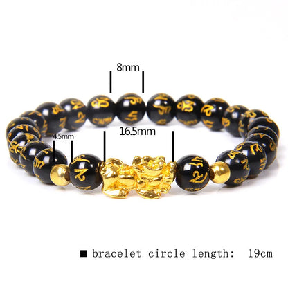 Black and Gold Feng Shui Beads Pixiu Charm