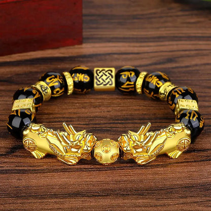 Gold-Plated Double Pixiu Bracelet - Extreme Wealth & Protection