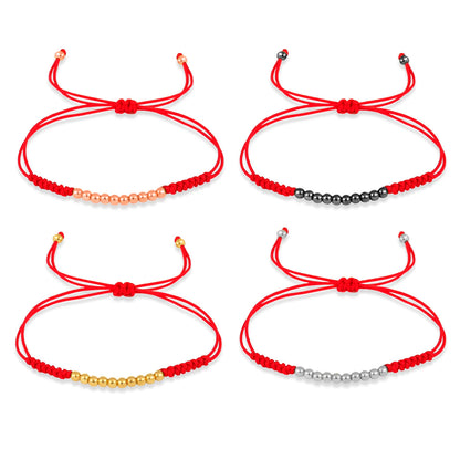 Ten Ball Gold-plated Brass Tibetan Buddhist  Lucky Knot Macrame Bracelet Women 2024 New Fashion Red Black String Jewelry Present