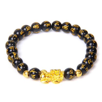 Black and Gold Feng Shui Beads Pixiu Charm