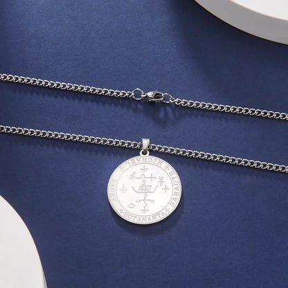 Dawapara King of Solomon Pendant Archangel Michael Sigil Necklace Protection Courage Power and Strength Amulet Stainless Steel