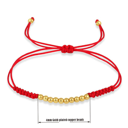 Ten Ball Gold-plated Brass Tibetan Buddhist  Lucky Knot Macrame Bracelet Women 2024 New Fashion Red Black String Jewelry Present