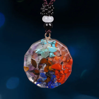 7 Chakra Orgone Necklace Orgonite Energy Generator Chip Stone Pendant Reiki Balancing Necklace Protection Eye of Horus OM Lucky