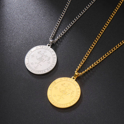 Dawapara King of Solomon Pendant Archangel Michael Sigil Necklace Protection Courage Power and Strength Amulet Stainless Steel