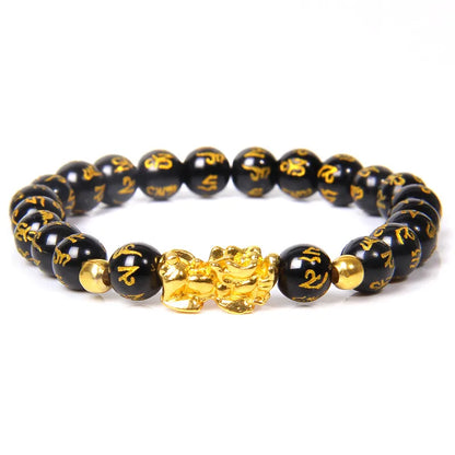 Black and Gold Feng Shui Beads Pixiu Charm