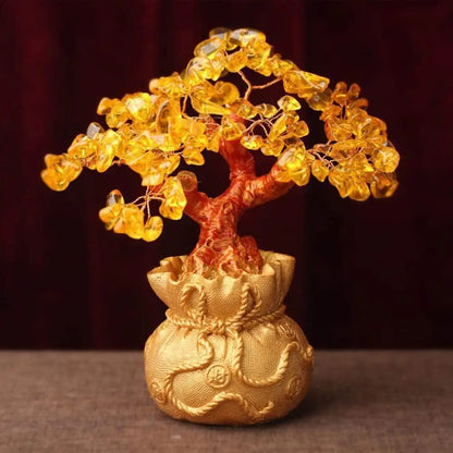 Citrine Money Tree for Prosperity - Feng Shui Gemstone Ornament