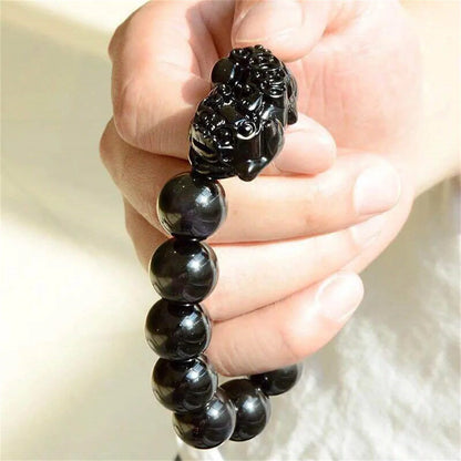 Black Obsidian Pixiu Bracelet - Wealth Protection