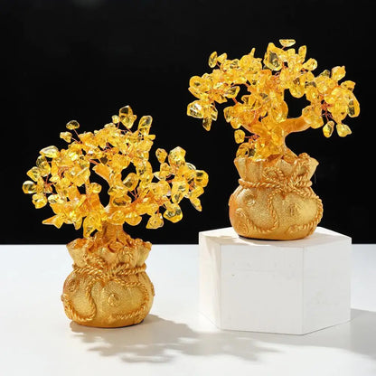 Citrine Money Tree for Prosperity - Feng Shui Gemstone Ornament