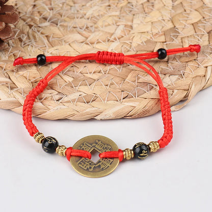 Chinese Lucky Coins Bracelet - Five Emperor Coins Feng Shui