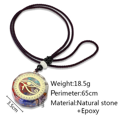 7 Chakra Orgone Necklace Orgonite Energy Generator Chip Stone Pendant Reiki Balancing Necklace Protection Eye of Horus OM Lucky