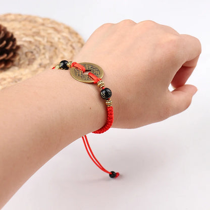Chinese Lucky Coins Bracelet - Five Emperor Coins Feng Shui