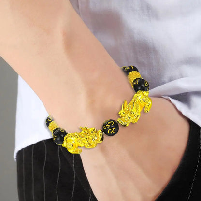 Gold-Plated Double Pixiu Bracelet - Extreme Wealth & Protection